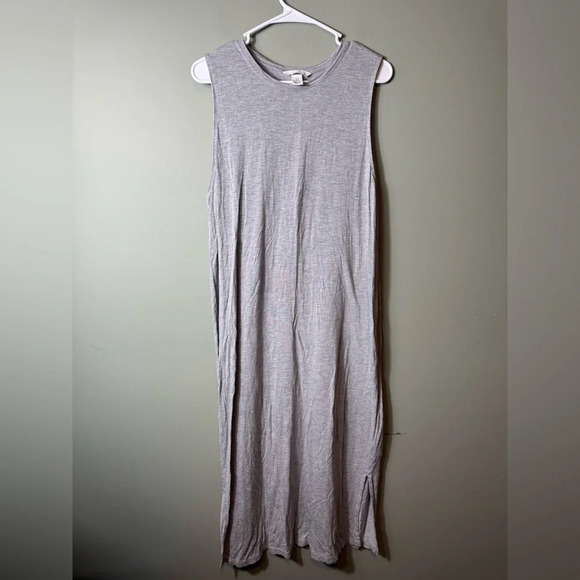 H&M Women’s Sleeveless Jersey Dress Gray Size XL Side Slits at Hem‎ - Picture 1 of 5